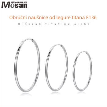 F136 Titanijeva legura – jednostavne kružne naušnice za žene – suptilan luksuz, elegantan stil, G23 titan oversized piercing naušnice