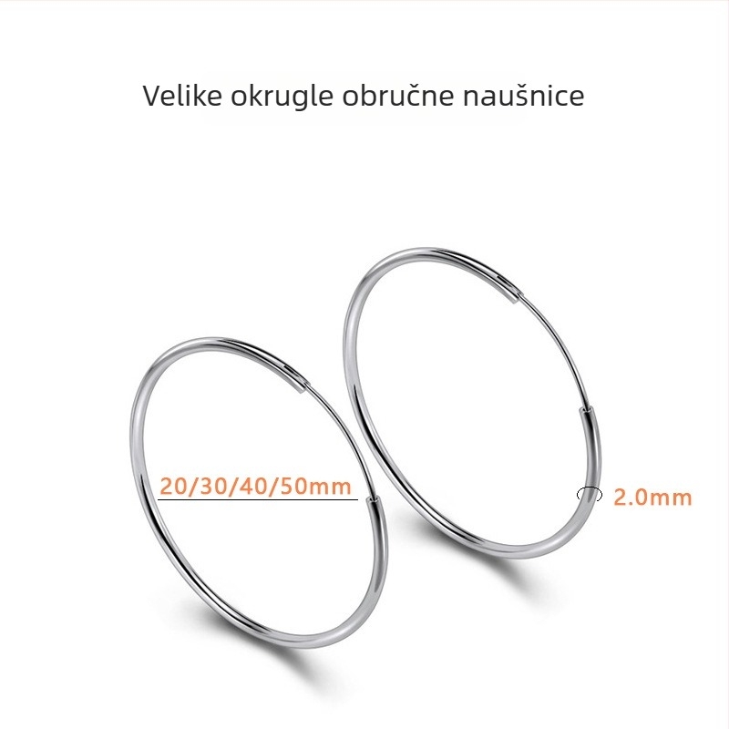 F136 Titanijeva legura – jednostavne kružne naušnice za žene – suptilan luksuz, elegantan stil, G23 titan oversized piercing naušnice