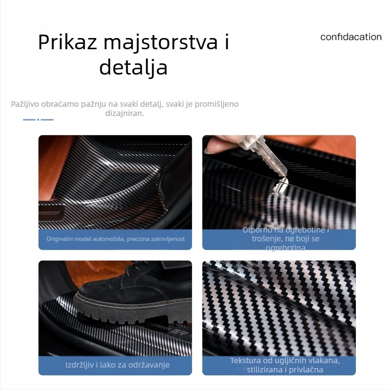 Unutarnji dekor od karbonskih vlakana: naljepnica za pragove vrata i pedalu dobrodošlice G700 — kompatibilno s Jietu Zongheng G700, automatski mjenjač, model 2025