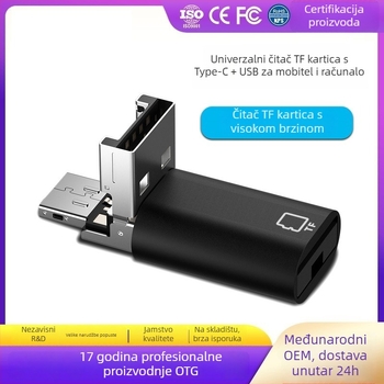 TF čitač kartica 2 u 1 s USB, Type-C i Lightning sučeljima za mobitele i tablete