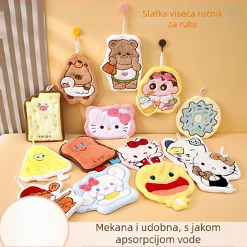 Vješeni kuhinjski ručnik za ruke s vezom, koralni pliš, 120d pređa, 30-50 g, prilagodljivo