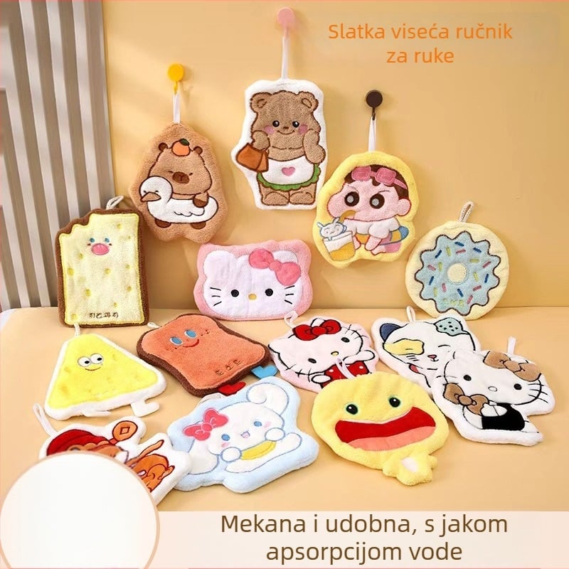 Vješeni kuhinjski ručnik za ruke s vezom, koralni pliš, 120d pređa, 30-50 g, prilagodljivo