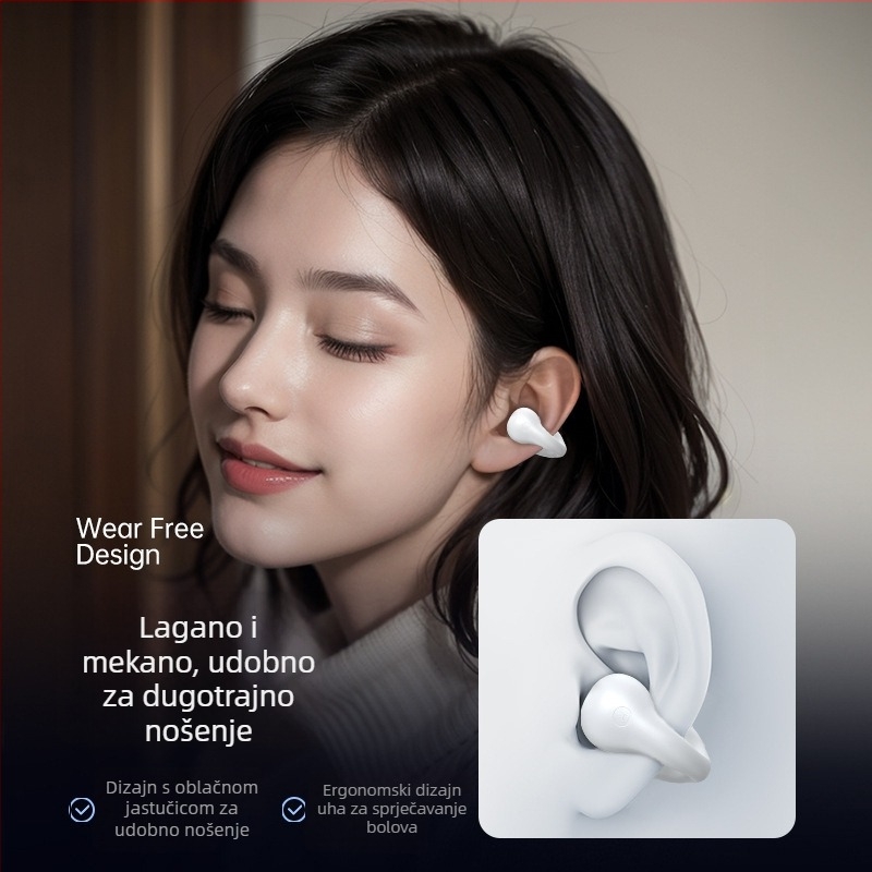 Bluetooth slušalice s koštanom provodljivošću, klips-on, bežične, doseg 15 m, trajanje baterije >8 h, Bluetooth 5.0, podrška pozivima i glazbi