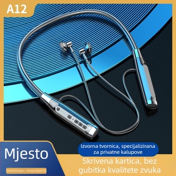 A12 Bluetooth slušalice oko vrata, Bluetooth 6.0, domet 10 m, trajanje baterije više od 8 sati, IPX5 vodootporne, stereo bežične