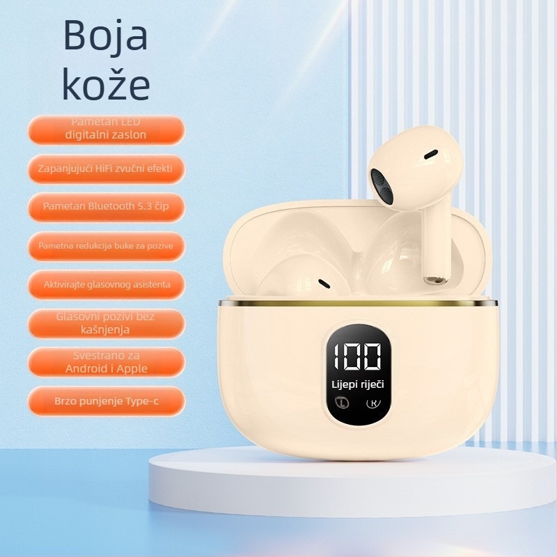 Bežične in-ear stereo slušalice Bluetooth 5.0, domet 10 m, trajanje baterije 4–8 sati, 360° surround zvuk