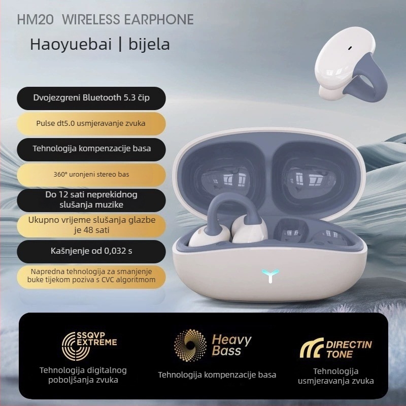Bežične in-ear stereo slušalice Bluetooth 5.0, domet 10 m, trajanje baterije 4–8 sati, 360° surround zvuk