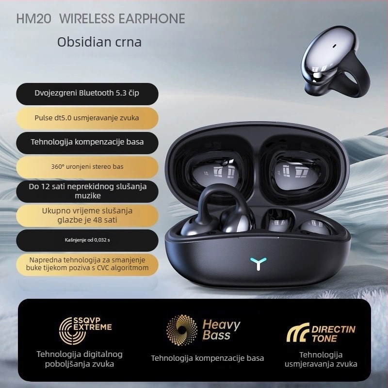 Bežične in-ear stereo slušalice Bluetooth 5.0, domet 10 m, trajanje baterije 4–8 sati, 360° surround zvuk