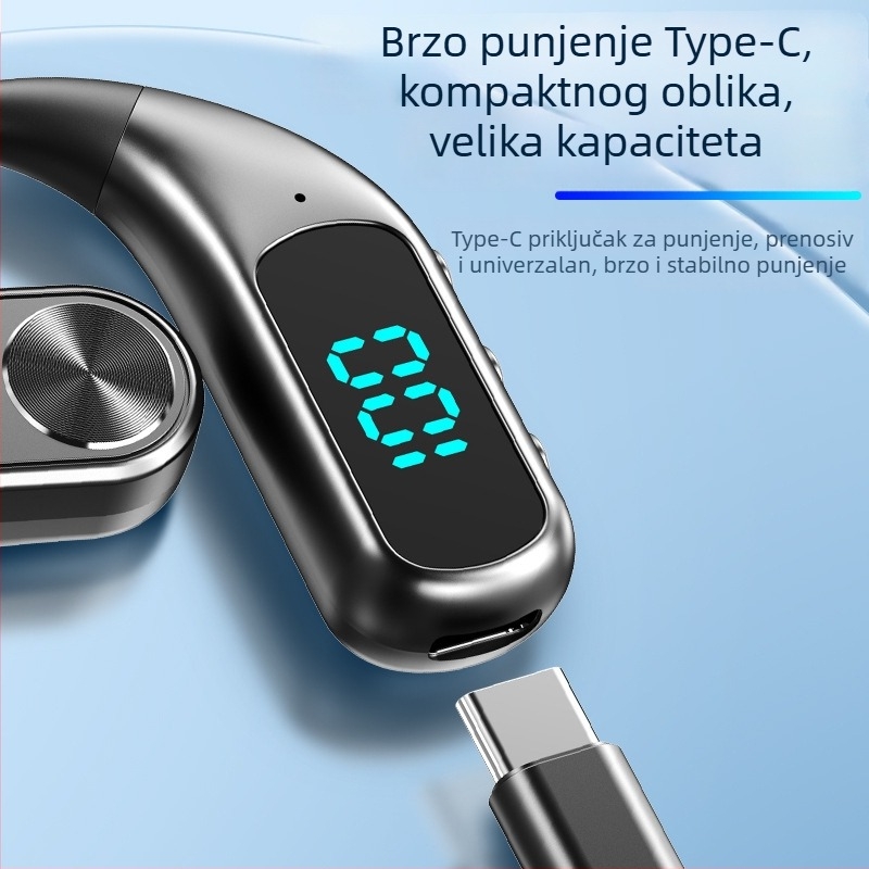 Bluetooth slušalica s prijenosom zraka za jedno uho, nosiva oko uha, Bluetooth 5.5, domet 10 m, trajanje baterije >8 h