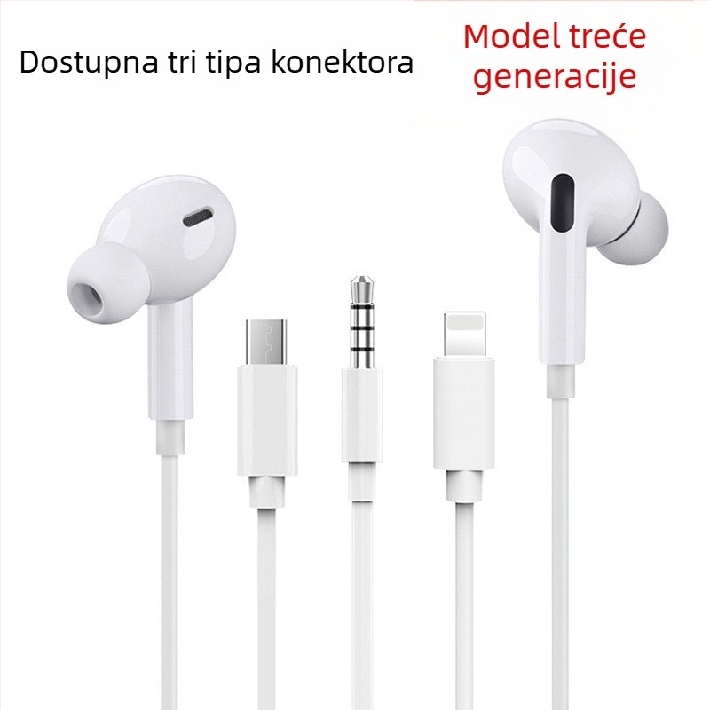 Adapter 3,5 mm na USB-C za Apple žične slušalice (2. i 3. generacija) – Android kompatibilan, in-ear dizajn