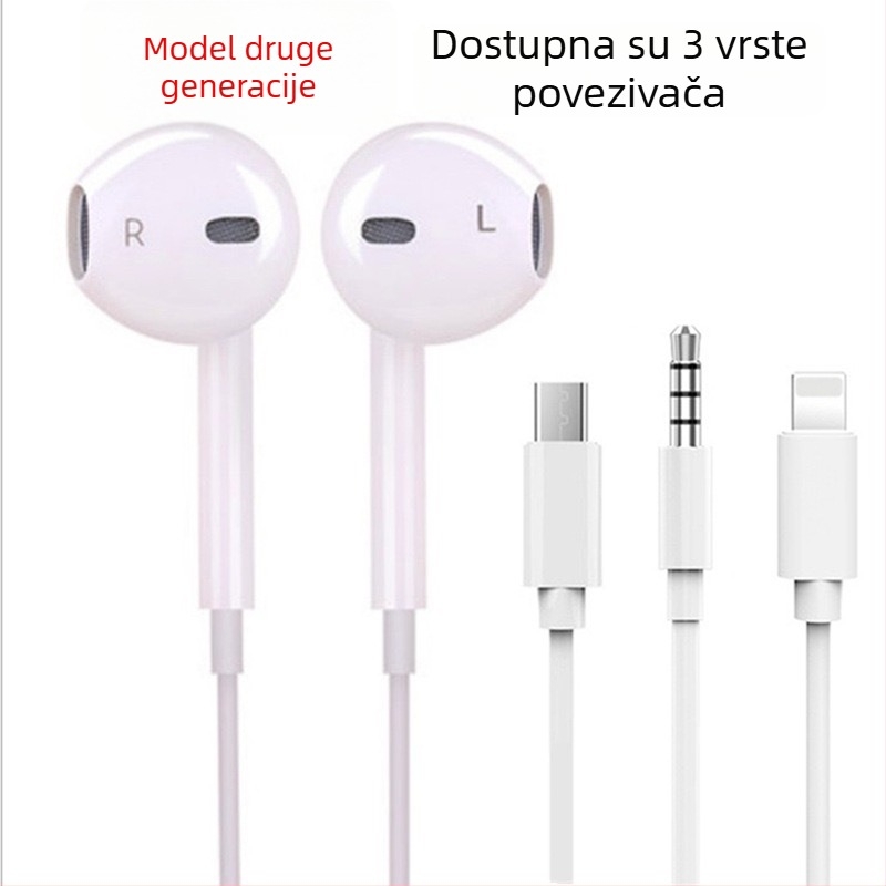 Adapter 3,5 mm na USB-C za Apple žične slušalice (2. i 3. generacija) – Android kompatibilan, in-ear dizajn