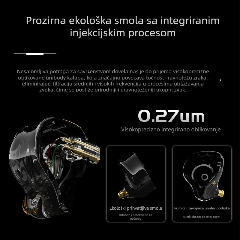 In-ear žične slušalice s izmjenjivim kabelom, mikrofon, 3,5 mm L-oblik priključak, 10 mm driver, 20–40000 Hz, 1,25 m kabel