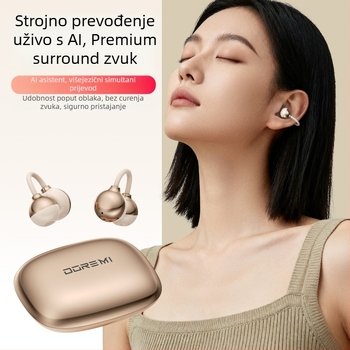 Bluetooth slušalice s kostnom kondukcijom, klipsa za uho, otvoreni dizajn, sportski stil, AI prijevod i simultani prijevod, trajanje baterije 0–4 sata