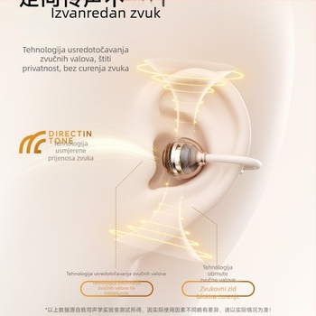 Bluetooth slušalice s kostnom kondukcijom, klipsa za uho, otvoreni dizajn, sportski stil, AI prijevod i simultani prijevod, trajanje baterije 0–4 sata