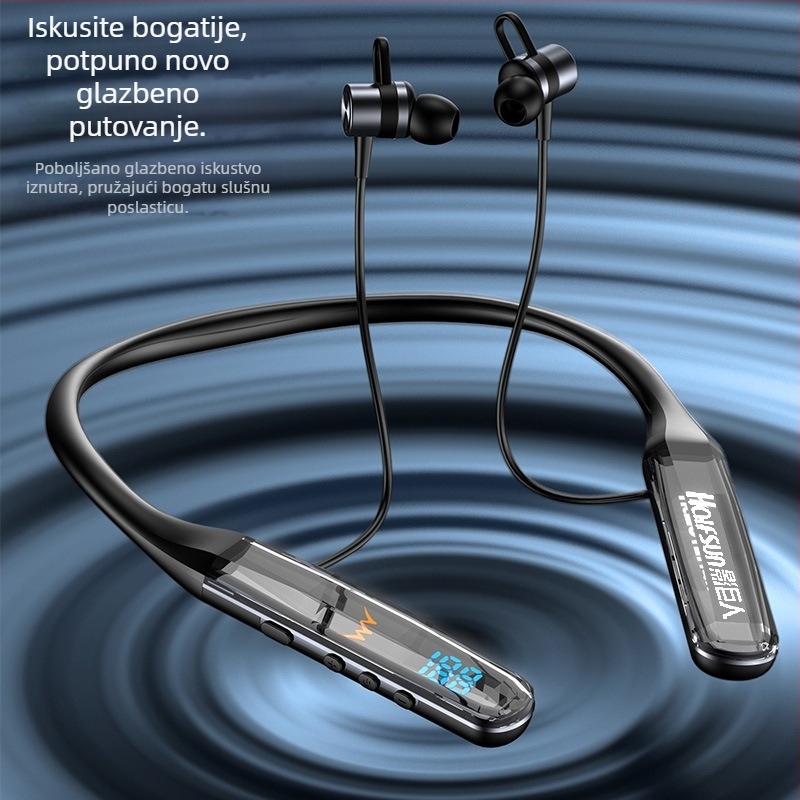 Bežične Bluetooth slušalice za vrat s digitalnim zaslonom, Bluetooth 5.4, doseg 10 m, stereo, više od 8 sati trajanja