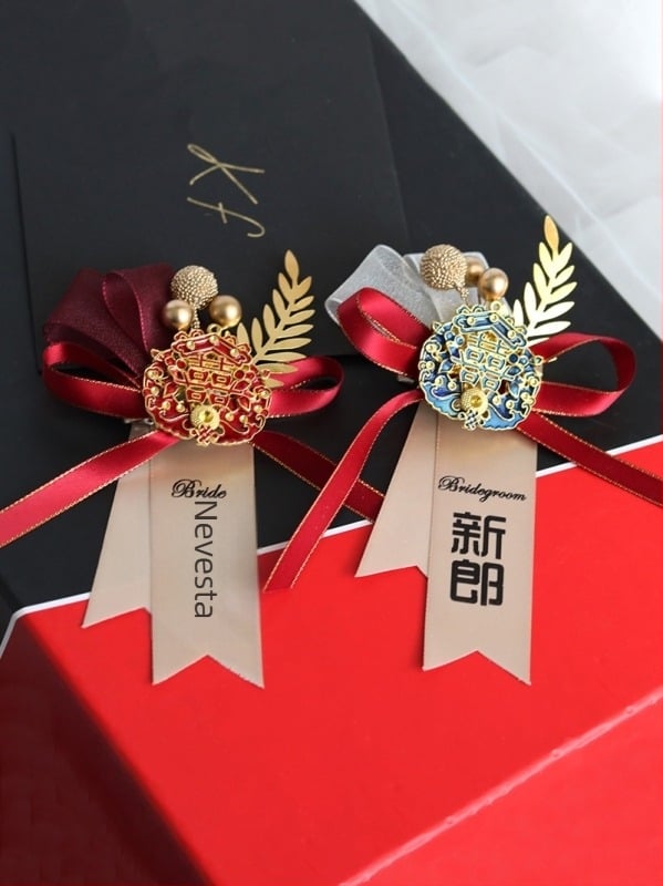 Cjeloviti set svadbenih corsaga za svadbeni kadar, narukvica corsage u kineskom stilu, spremno za dar