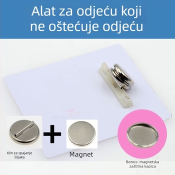 Magnetni bedž za školu i posao – metalni, geometrijski oblik, originalni dizajn, unisex