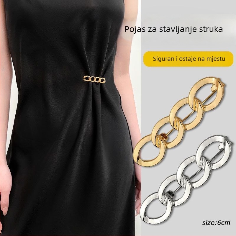 Broš za stezanje struka za suknju i traperice, dvostruka upotreba, podesiva kopča, mješavina materijala, svjež i sladak stil