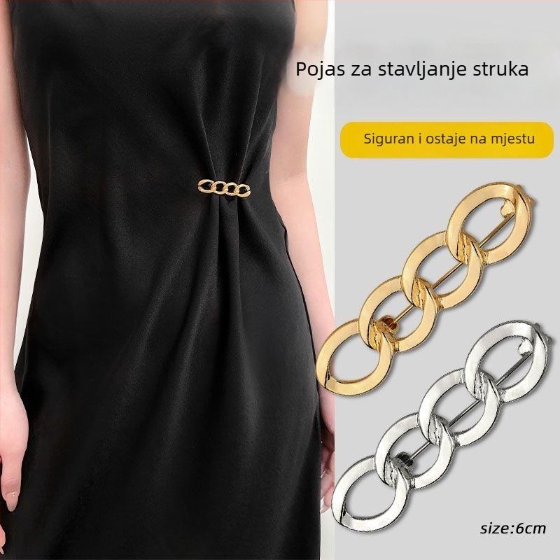 Broš za stezanje struka za suknju i traperice, dvostruka upotreba, podesiva kopča, mješavina materijala, svjež i sladak stil