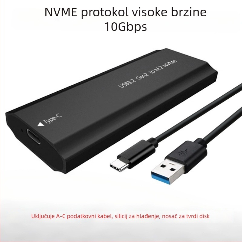 M.2 SSD kućište s USB 3.1 Type-C – aluminijska legura, dvostruki NGFF/MVMe protokol, do 8TB, model TNP07