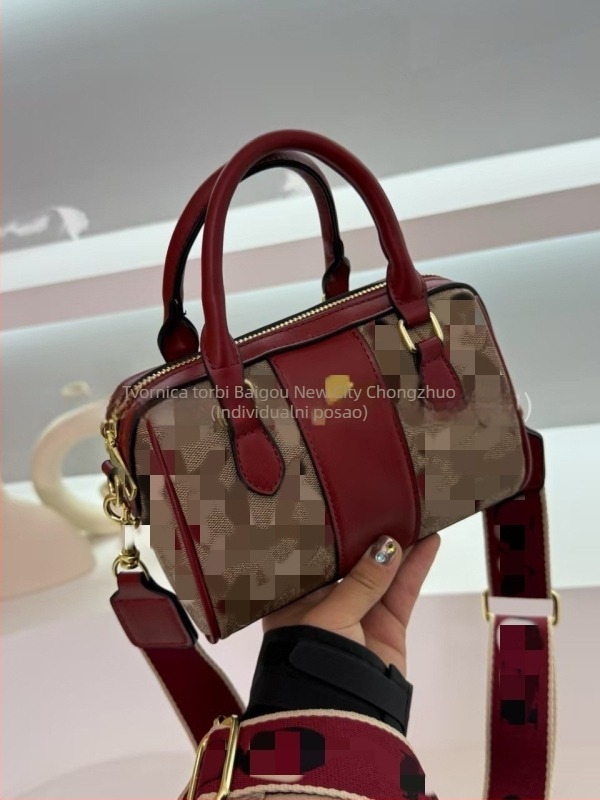 PU mini Boston torba s jastučićem za žene, mala crossbody torba s zatvaračem i unutarnjom ID pretinicom