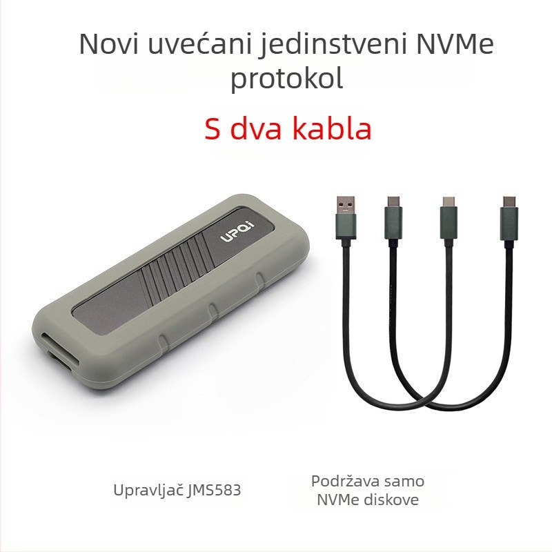 Vanjsko NVMe M.2 kućište za SSD, dvostruki protokol, USB 3.2 Type-C, aluminijska legura, model S-N0C2/3