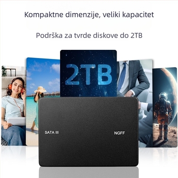 Adapter M.2 NGFF na SATA SSD N6, aluminijska legura, do 2TB, SATA 3.0, 6Gbps