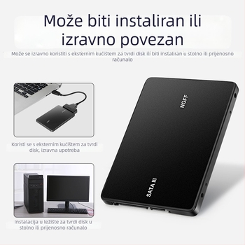 Adapter M.2 NGFF na SATA SSD N6, aluminijska legura, do 2TB, SATA 3.0, 6Gbps