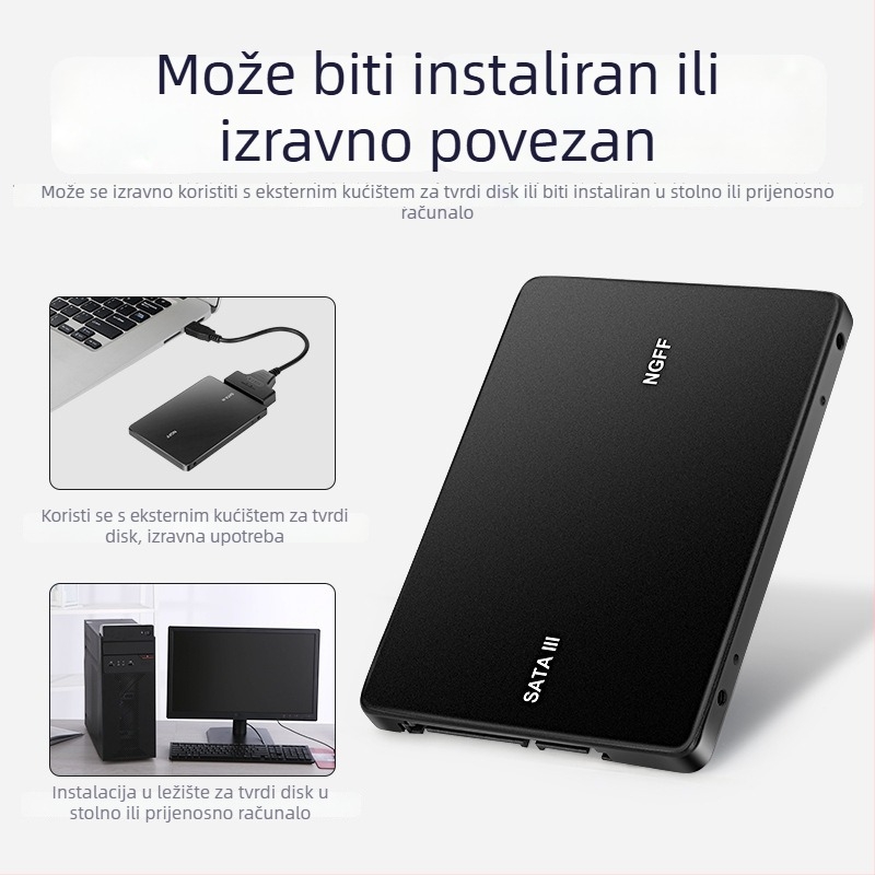 Adapter M.2 NGFF na SATA SSD N6, aluminijska legura, do 2TB, SATA 3.0, 6Gbps