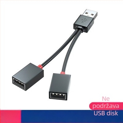 Automobilski USB 2-portni splitter hub, USB 2.0, kabel 10–12 cm, napajanje preko USB-a