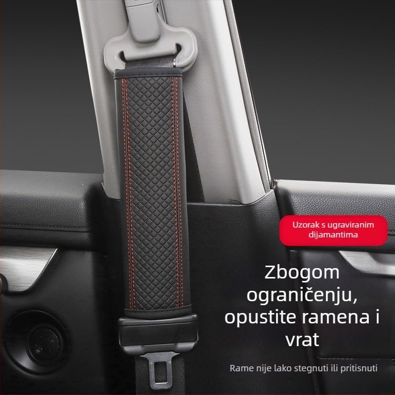 Poklop za rame sigurnosnog pojasa — romb-reljef, Ultrafilm koža, prozračan, 60 g, praktičan auto dodatak