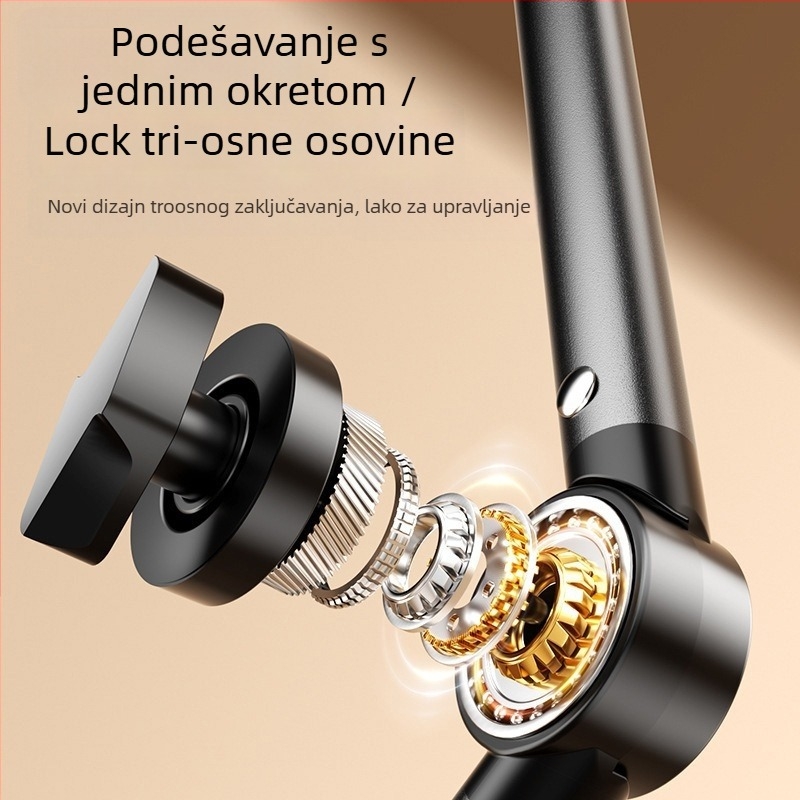 Podna držač za mobitel s kladkom i cantilever-om za live streaming i snimanje iznad; univerzalan za mobitele i tablete; ABS + metal