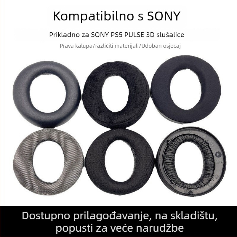 Kožna futrola za Sony PS5 PULSE 3D slušalice; materijali: proteinska koža, flanel, mreža, gel; pakiranje: 2 komada; prilagodljivo uz uzorak; 7-dnevno povrat bez razloga