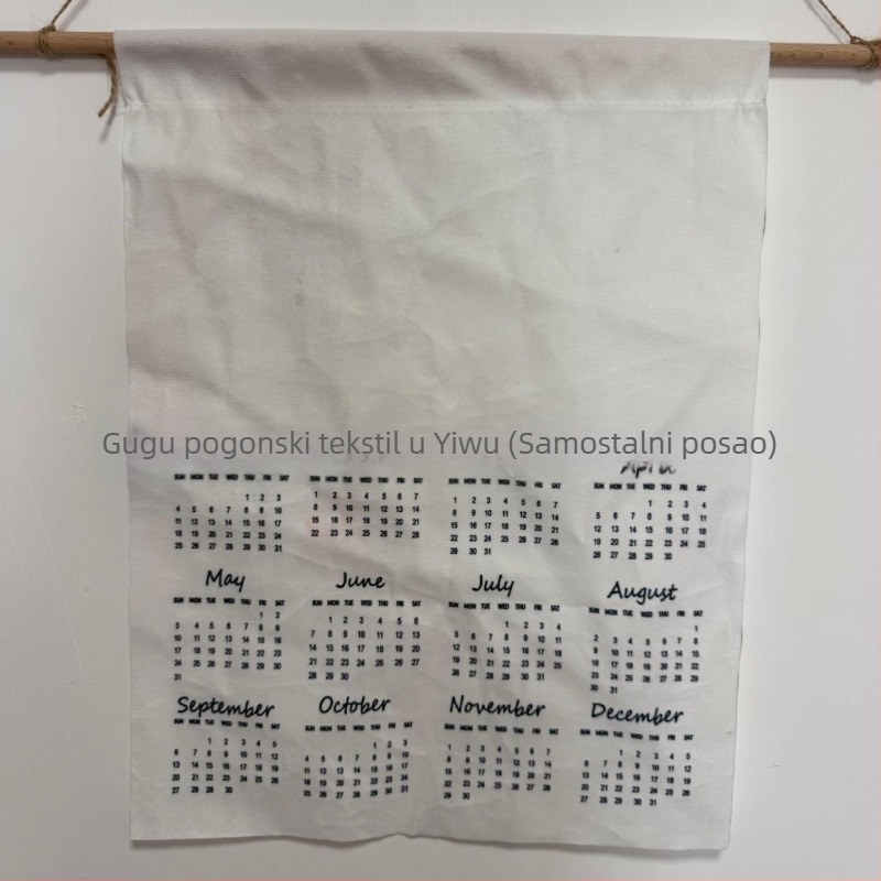 2026 Tapiserija kalendar s biljnim bojama, platno i kratki pliš, 100% poliester, digitalni termalni prijenos, moderan minimalistički stil, pravokutni oblik