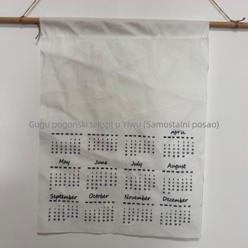 2026 Tapiserija kalendar s biljnim bojama, platno i kratki pliš, 100% poliester, digitalni termalni prijenos, moderan minimalistički stil, pravokutni oblik