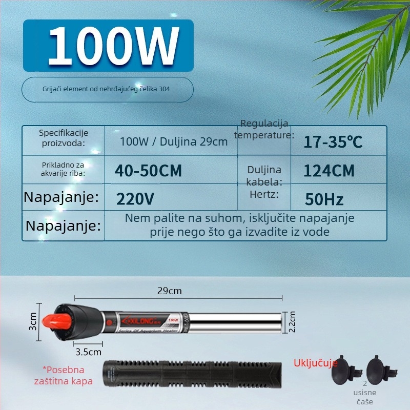 Grijajuća šipka za akvarij – mini, ultra kratka, automatska kontrola temperature, otporna na eksploziju, branda Unique, snaga: druga, materijal: drugi
