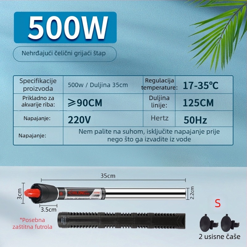 Grijajuća šipka za akvarij – mini, ultra kratka, automatska kontrola temperature, otporna na eksploziju, branda Unique, snaga: druga, materijal: drugi