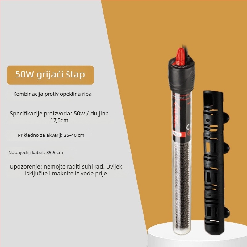 Grijajuća šipka za akvarij – mini, ultra kratka, automatska kontrola temperature, otporna na eksploziju, branda Unique, snaga: druga, materijal: drugi