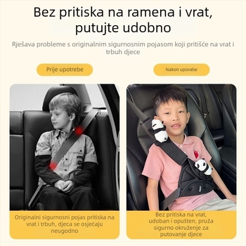 Dječji zaštitnik sigurnosnog pojasa za automobil s trokutičnim podešavanjem, panda dizajn, poliester, oko 90 g