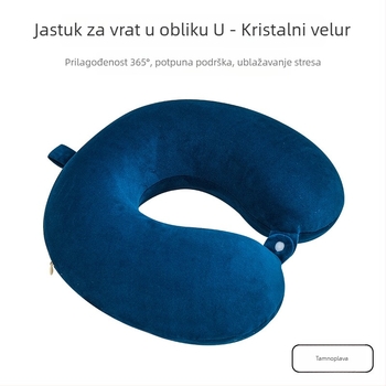 Jednobojni U-oblik memory foam jastuk s okruglom glavom, uklonjiva i periva navlaka, putni jastuk za zrakoplov