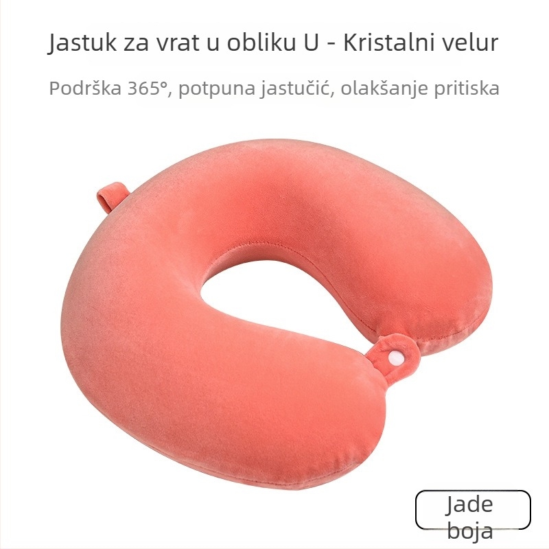 Jednobojni U-oblik memory foam jastuk s okruglom glavom, uklonjiva i periva navlaka, putni jastuk za zrakoplov