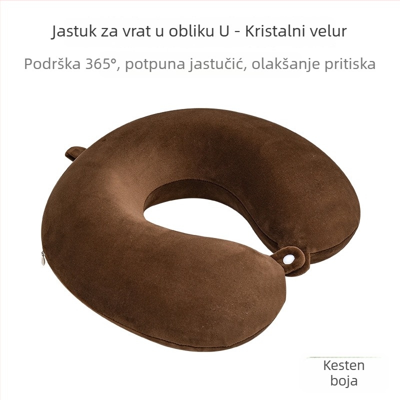 Jednobojni U-oblik memory foam jastuk s okruglom glavom, uklonjiva i periva navlaka, putni jastuk za zrakoplov