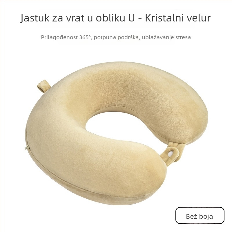 Jednobojni U-oblik memory foam jastuk s okruglom glavom, uklonjiva i periva navlaka, putni jastuk za zrakoplov