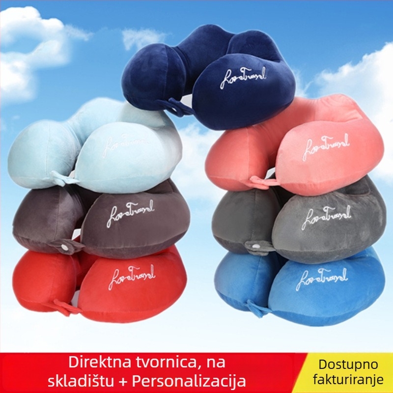 U‑oblikovana putna jastučnica za vrat, punjenje 3D PP pamuk, visina jezgre 14 cm, navlaka Crystal Super Soft Velvet, za odrasle.