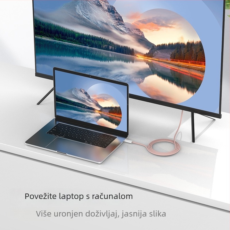 Kabel Type-C na HDMI za mobilne telefone (iPhone 15, Huawei, Samsung) – duljina 1,8 m, Type-C–HDMI priključak, bakreni vodič s tinom i niklovanim premazom