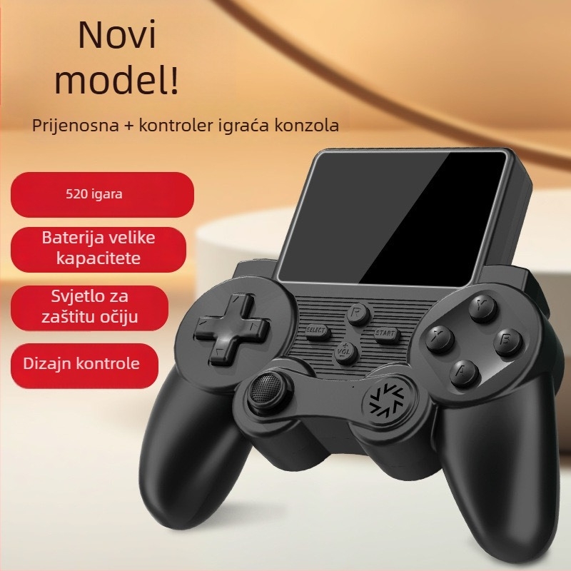 S20 nostalgična prijenosna gaming konzola s 520 ugrađenih igara, 8-bitni OS, za dva igrača, ABS kućište