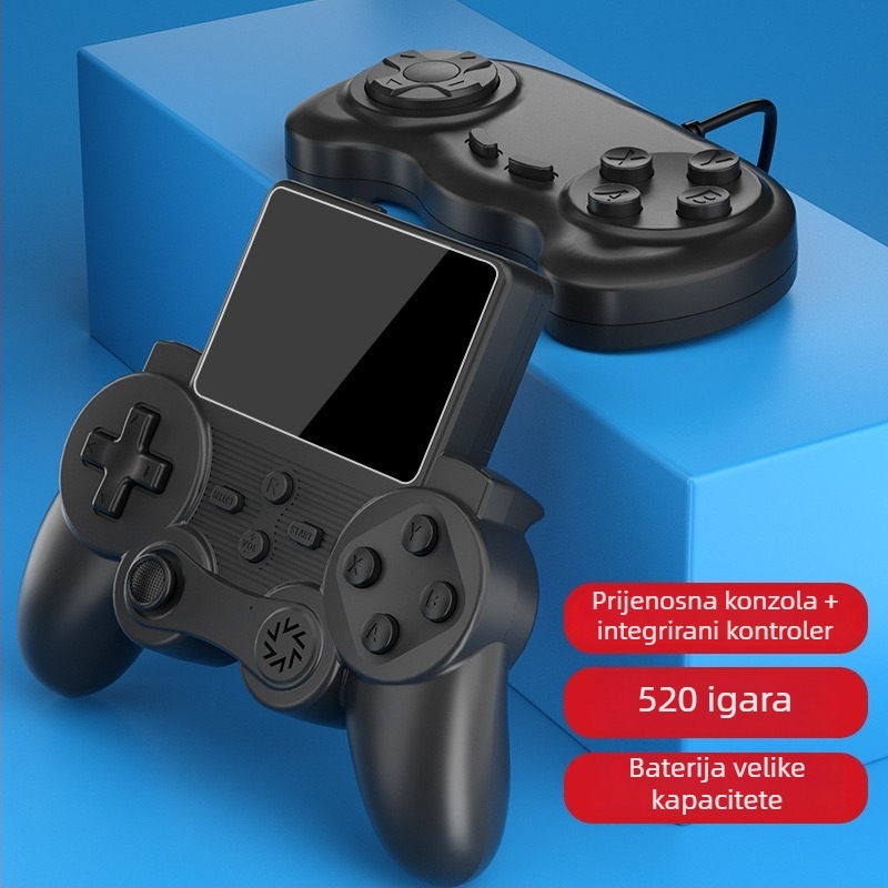 S20 nostalgična prijenosna gaming konzola s 520 ugrađenih igara, 8-bitni OS, za dva igrača, ABS kućište