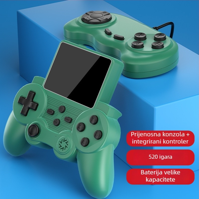 S20 nostalgična prijenosna gaming konzola s 520 ugrađenih igara, 8-bitni OS, za dva igrača, ABS kućište