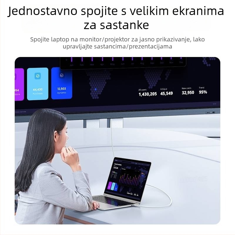 Pinsheng Type-C video kabel za mobitel, za 4K zaslon uz DP adapter i HDMI pretvarač
