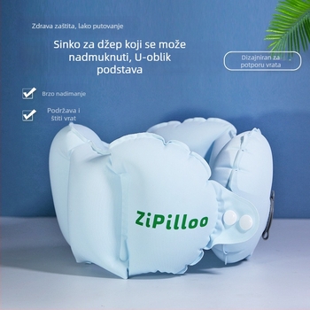 Naduvani U-oblikovani putni jastučić – punjenje zrakom, tkanina Ice Silk, materijal: tekstil, stil: moderni minimalistički
