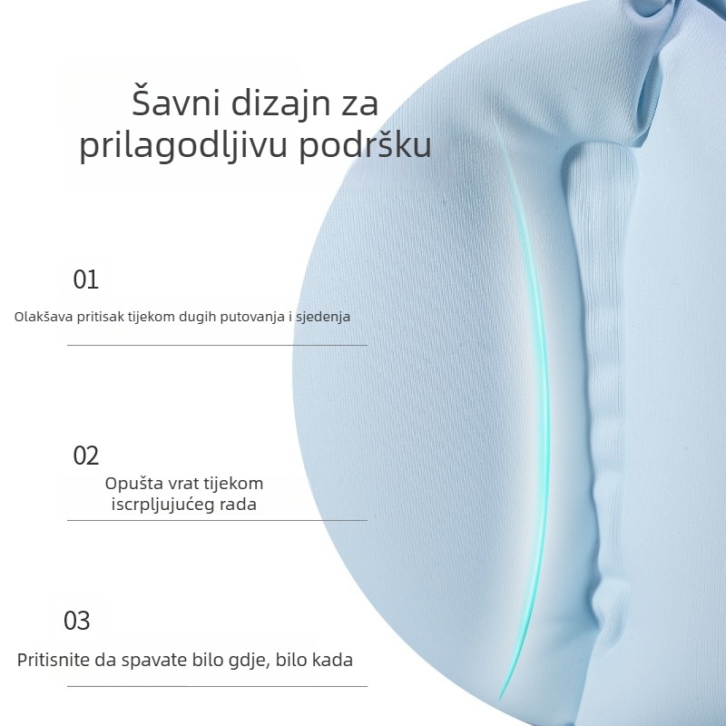 Naduvani U-oblikovani putni jastučić – punjenje zrakom, tkanina Ice Silk, materijal: tekstil, stil: moderni minimalistički